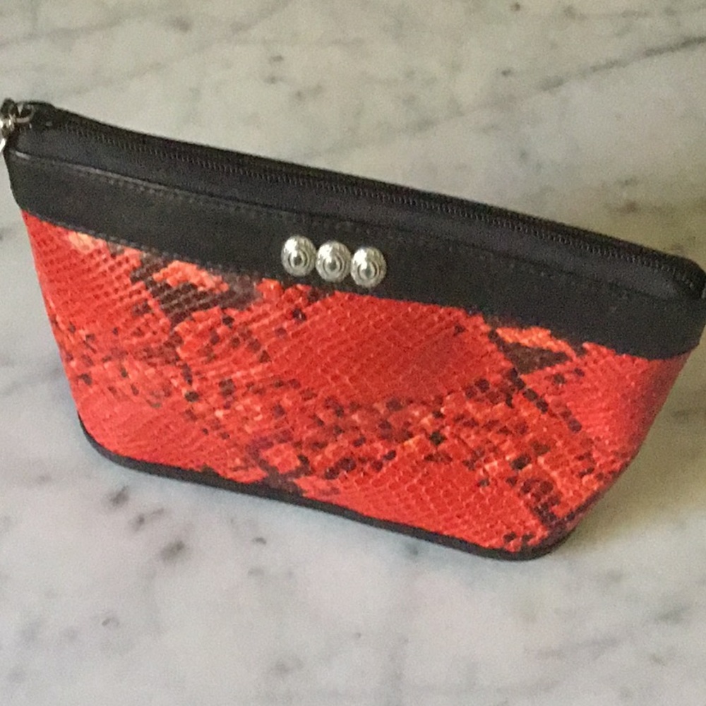 Brighton Leather and Snakeskin Red and Black 5” x 9” clutch bag